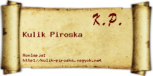 Kulik Piroska névjegykártya
